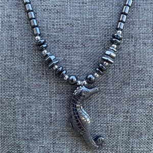 Chic Seahorse Hematite Beaded Necklace